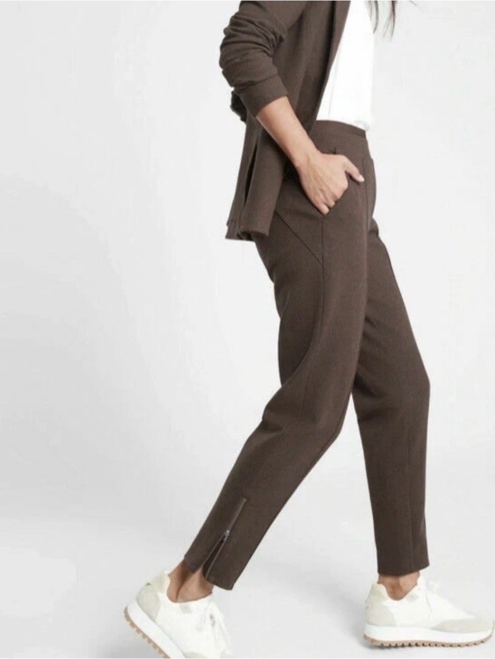 Athleta Brown Zip-Hem Track Joggers